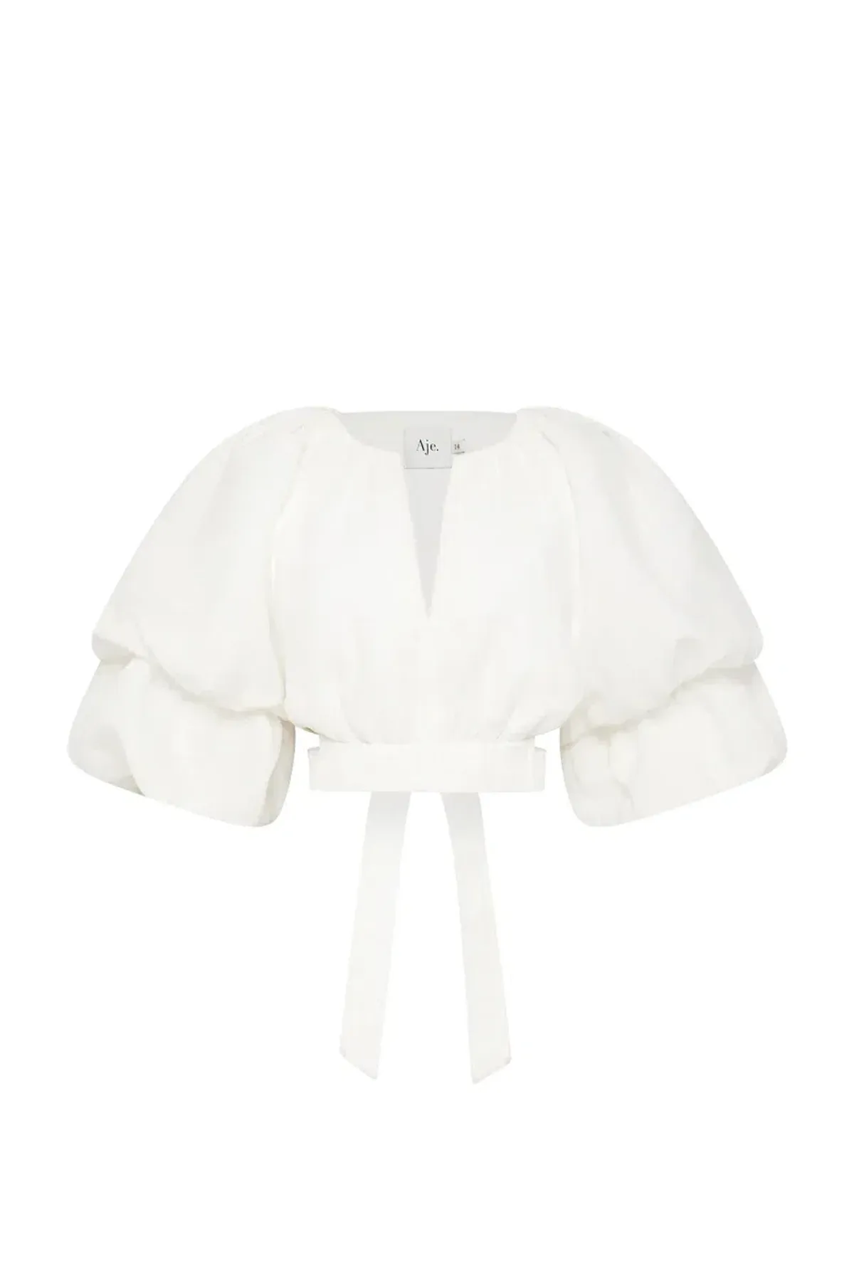 Aje Impression Cropped Tie Top White Size 8 - Image 5
