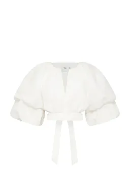 Aje Impression Cropped Tie Top White Size 8 for rent on The Volte - image 5