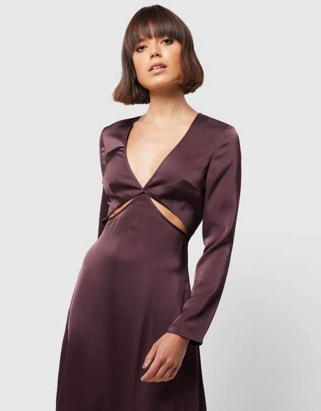 Mossman The Colossal Midi Dress Dark Cherry Size 6 for rent on The Volte - main image