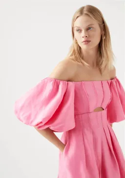 Aje Eugenia Off Shoulder Midi Dress Pink Size AU 12 for rent on The Volte - image 2