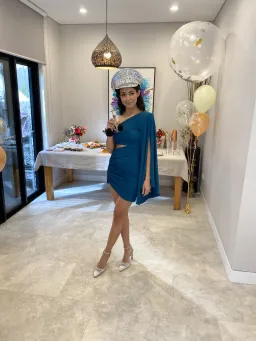 Michael Costello Alessia Dress in Teal Green Size XS for rent on The Volte - image 2