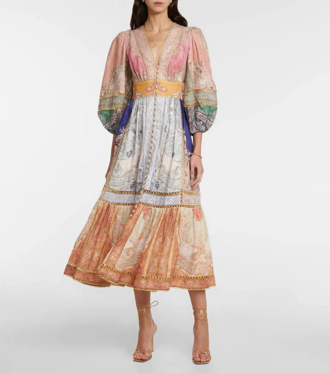 Zimmermann Anneke Lantern Midi Dress Size 0 for rent on The Volte - main image