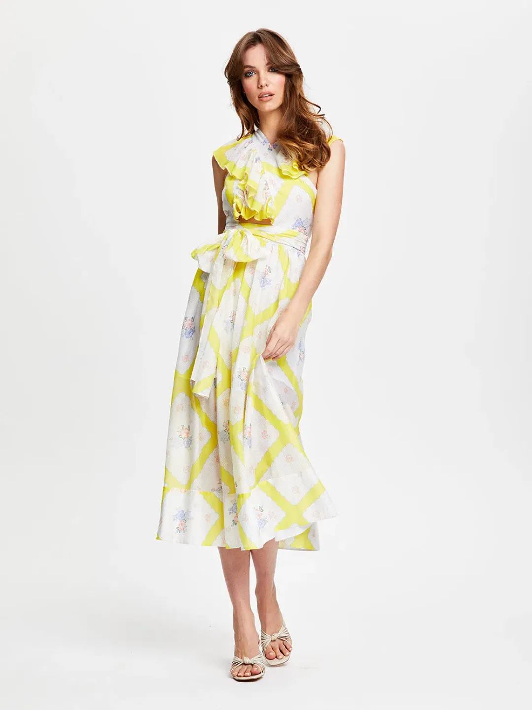 Alice McCall LA Girl Midi Dress Citrus Size 6 for rent on The Volte - main image
