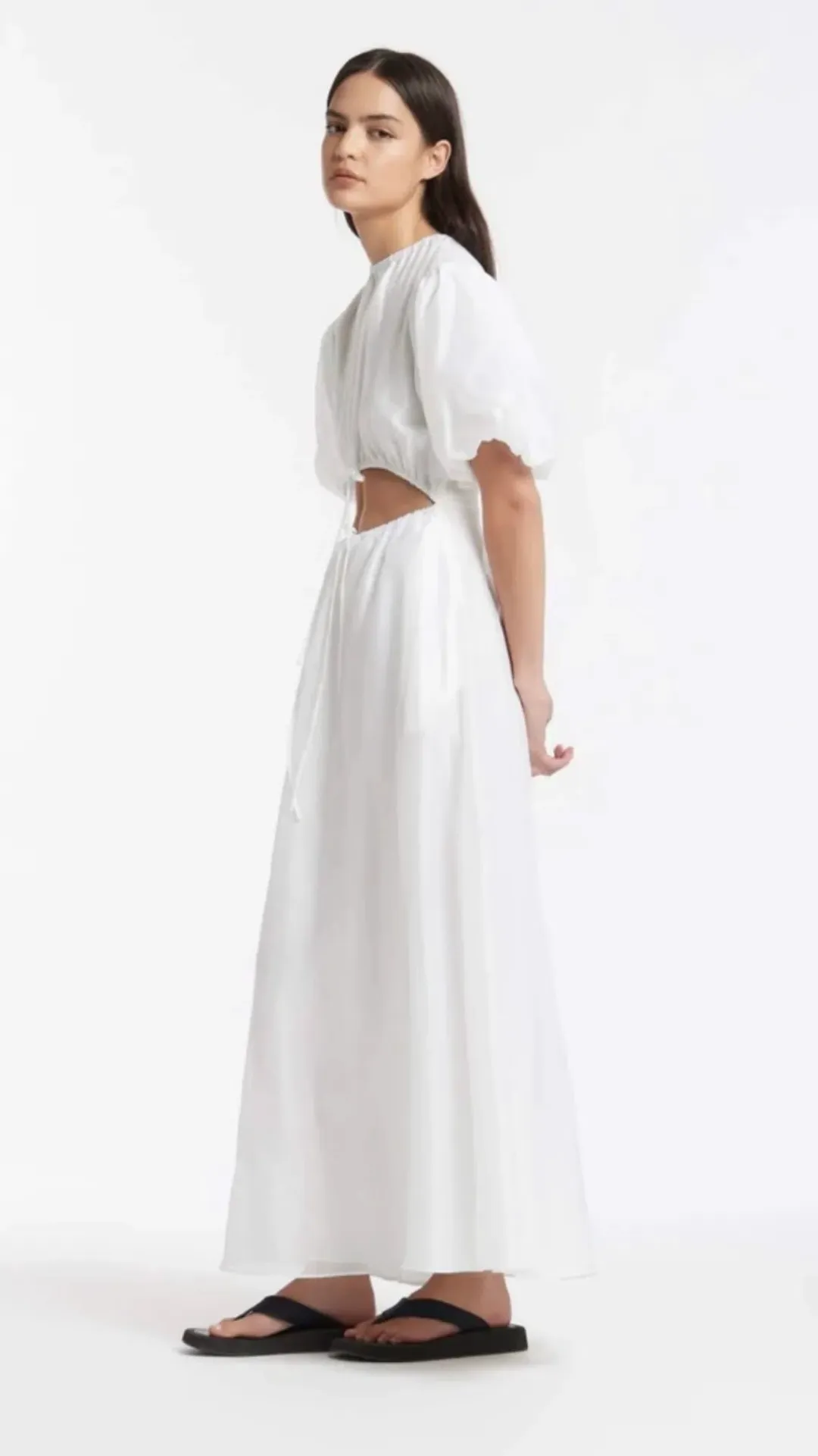 Sir the Label Franc Puff Sleeve Midi Dress White Size 3 / AU 12 for rent on The Volte - main image