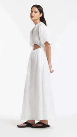 Sir the Label Franc Puff Sleeve Midi Dress White Size 3 / AU 12 for rent on The Volte - image 2