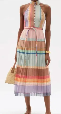 Zimmermann Pleated Picnic Dress Rainbow Stripe Size 1 / Au 10 for rent on The Volte - image 4