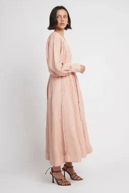 Aje Aurora Belted Midi Dress in Blush Size 12 for rent on The Volte - image 2