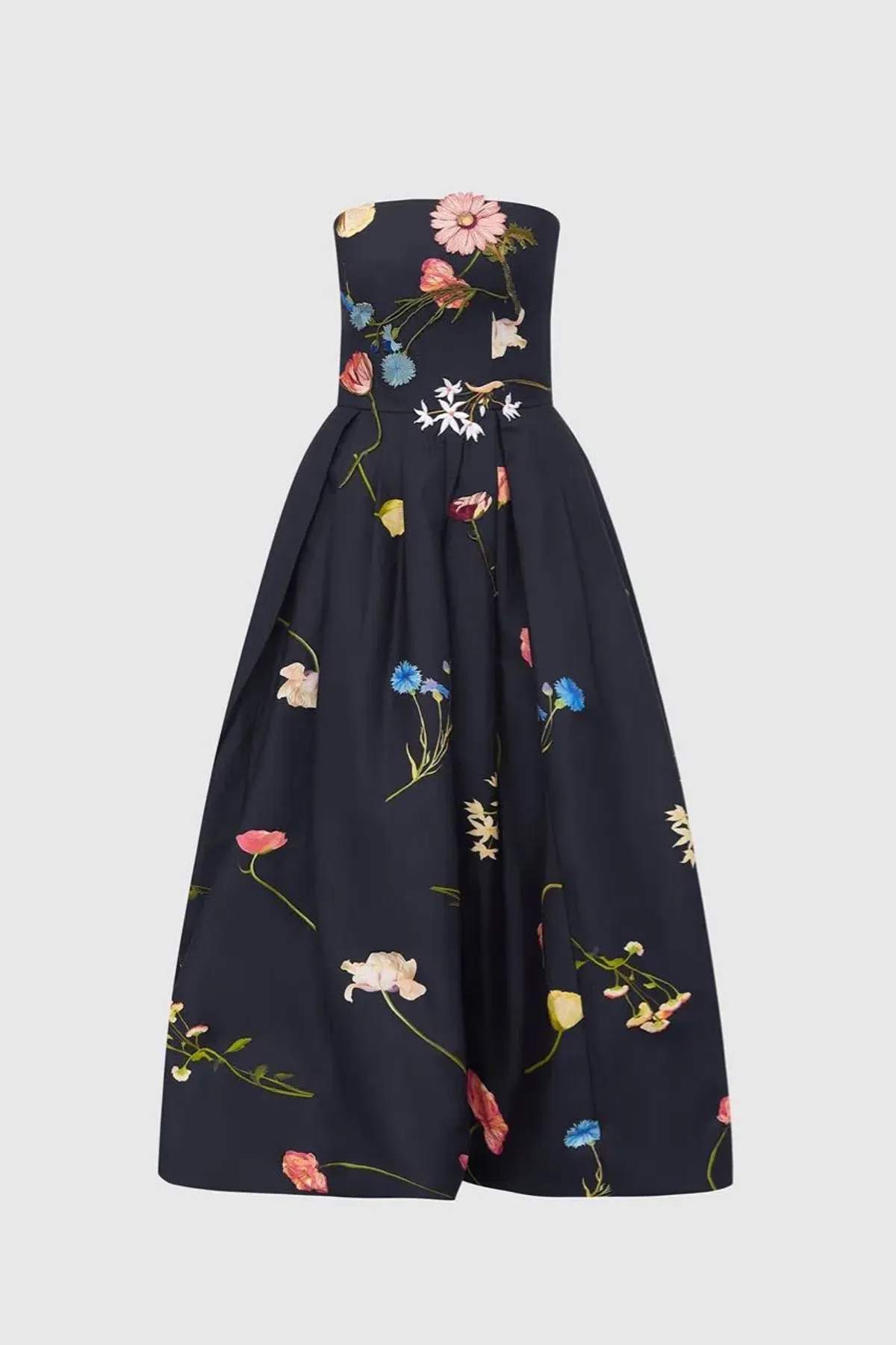 Leo Lin The Fields Embroidered Bustier Midi Dress Black Size 8 - Image 2