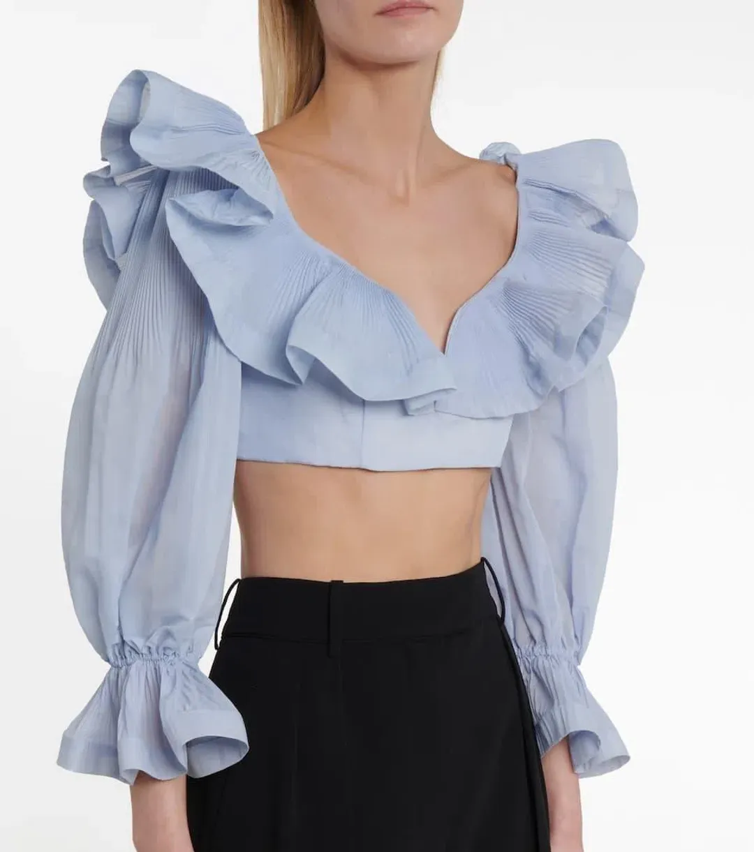 Zimmermann The Lovestruck Cropped Bodice Periwinkle Size 3 for rent on The Volte - main image