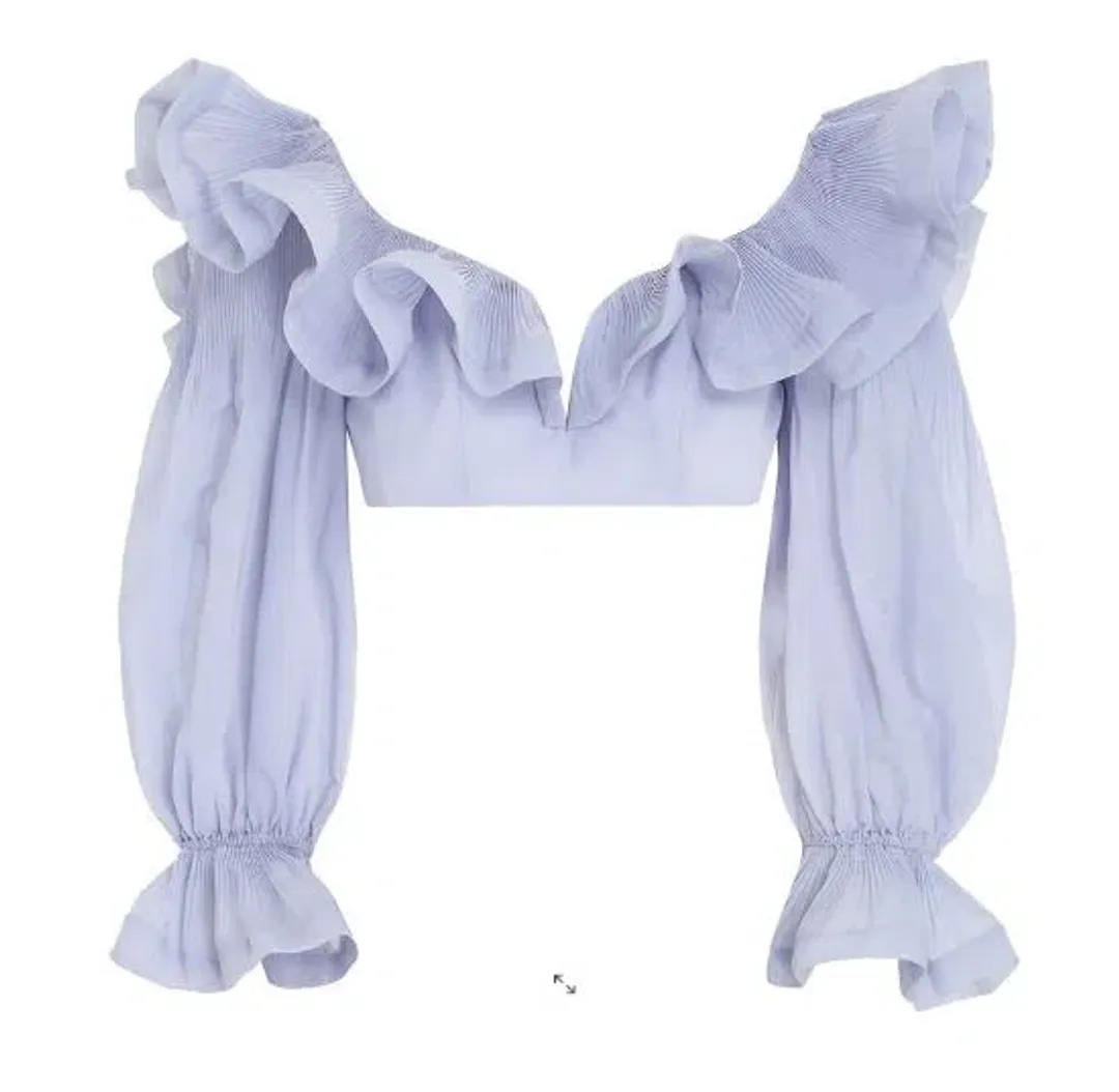 Zimmermann The Lovestruck Cropped Bodice Periwinkle Size 3 for rent on The Volte - main image