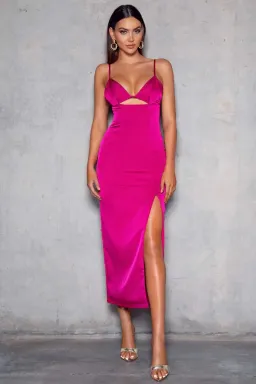 Elle Zeitoune Jazmina Cut Out Midi Dress Mulberry 10 for rent on The Volte - image 1