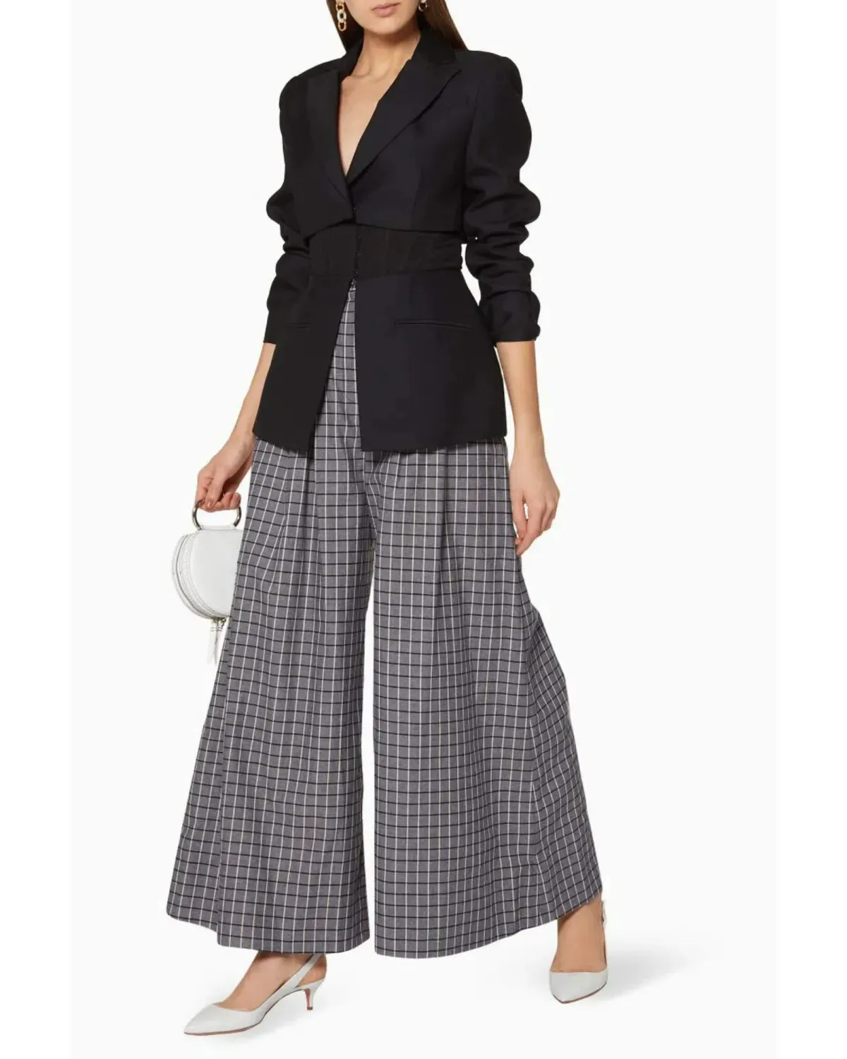 Acler Cunningham Pants Grey Check Print Size AU 6 - Image 1