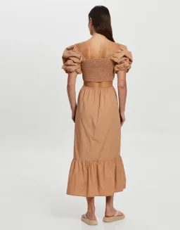 Faithfull Bloom Midi Dress Plain Hazelnut Size 10 for rent on The Volte - image 4