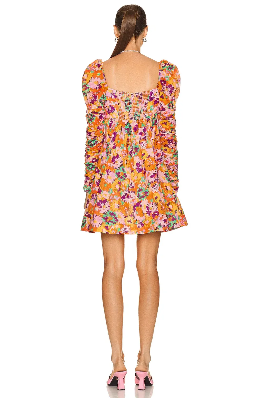 Zimmermann Violet Twist Front Mini Dress Mustard Multi Floral Size 0P / Au 6 for rent on The Volte - main image