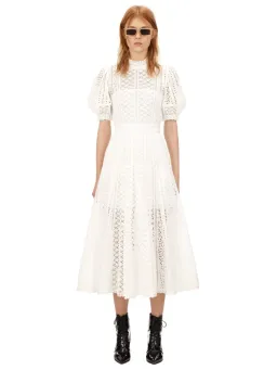 Self Portrait White Cotton Broderie Dress White Size 8 for rent on The Volte - image 1