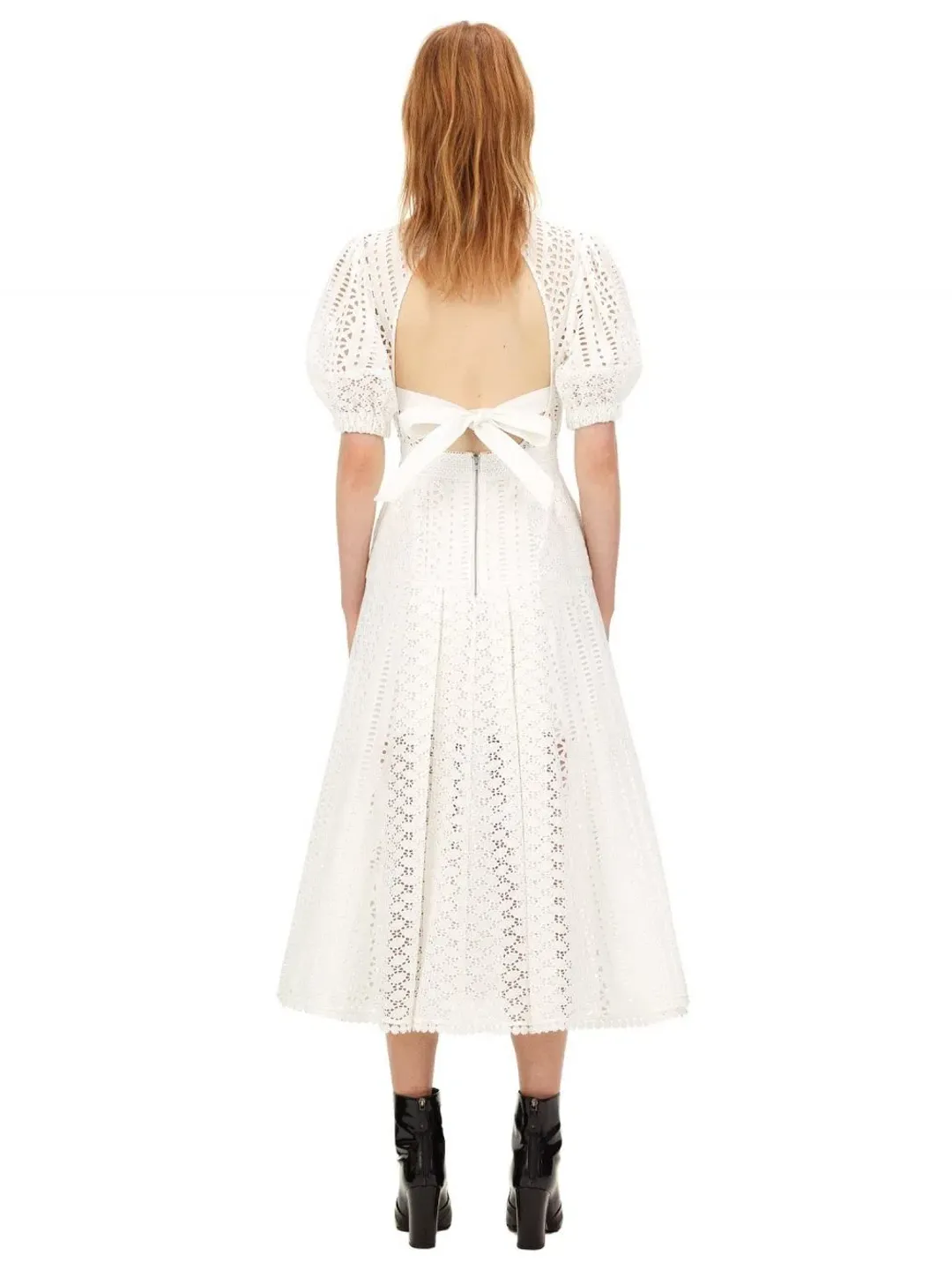 Self Portrait White Cotton Broderie Dress White Size 8 for rent on The Volte - main image