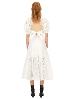 Self Portrait White Cotton Broderie Dress White Size 8 for rent on The Volte - image 3