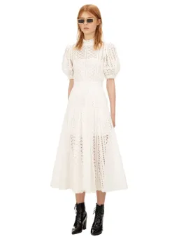 Self Portrait White Cotton Broderie Dress White Size 8 for rent on The Volte - image 2