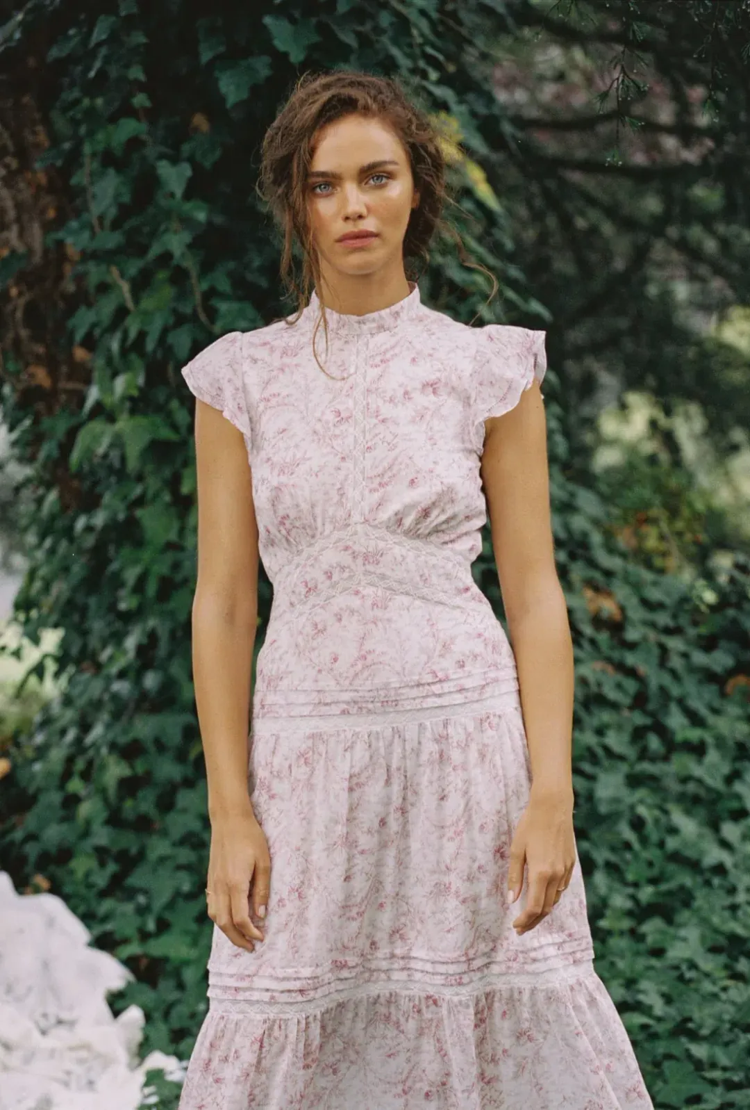 Sir the Label Caprice Ruffled Floral-Print Cotton Dress Pink/Ivory Size 0 / AU 6 for rent on The Volte - main image