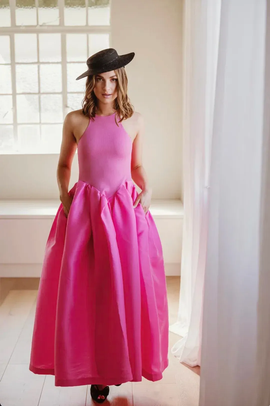 Marques' Almeida Taffeta-skirt organic cotton-blend midi dress Pink Size XS / AU 6 for rent on The Volte - main image