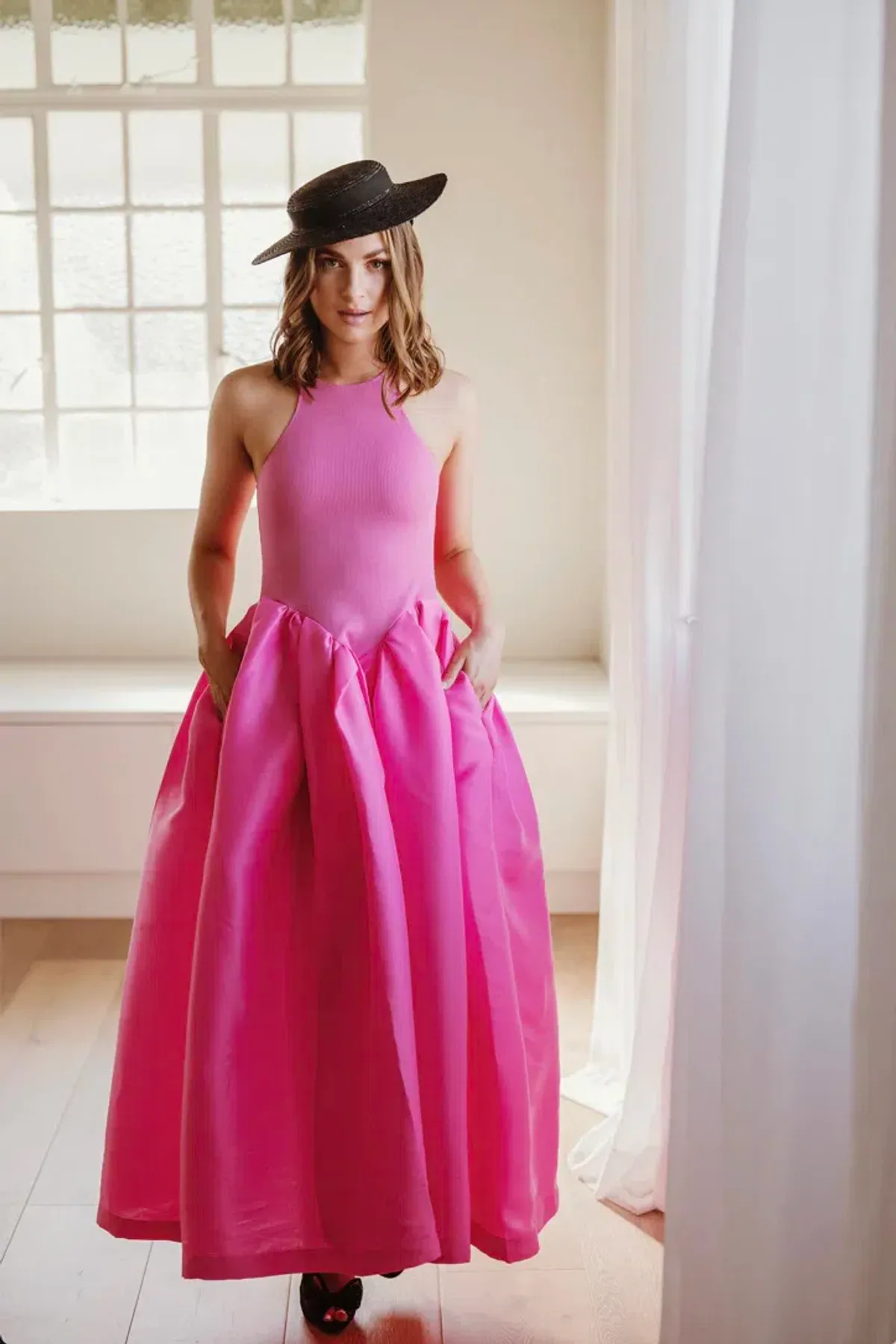 Marques' Almeida Taffeta-skirt organic cotton-blend midi dress Pink Size XS / AU 6 for rent on The Volte - main image