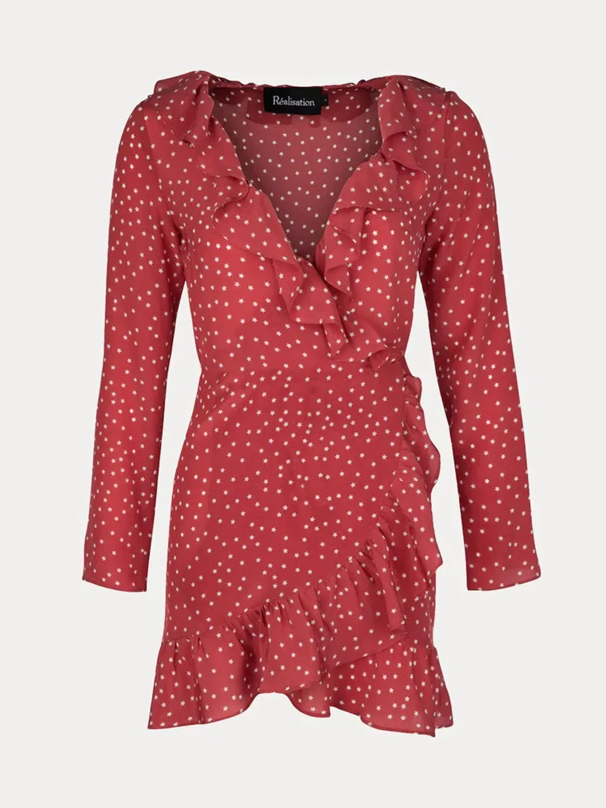 REALISATION PAR Alexandra Silk Wrap Dress Red Star Size M - Image 3