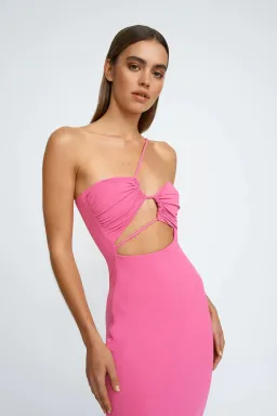 By Johnny Siya Slice Gather Dress Pink Size 8 for rent on The Volte - image 2