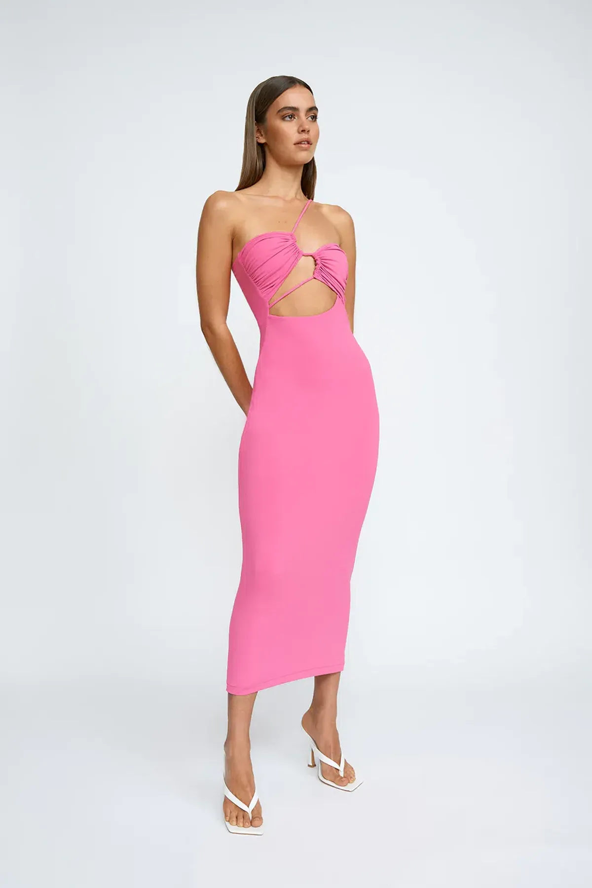 By Johnny Siya Slice Gather Dress Pink Size 8 - Image 4