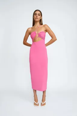 By Johnny Siya Slice Gather Dress Pink Size 8 for rent on The Volte - image 1