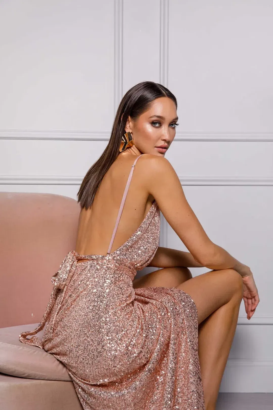 Elle Zeitoune Ronnie Gown Rose Gold Size 12 for rent on The Volte - main image