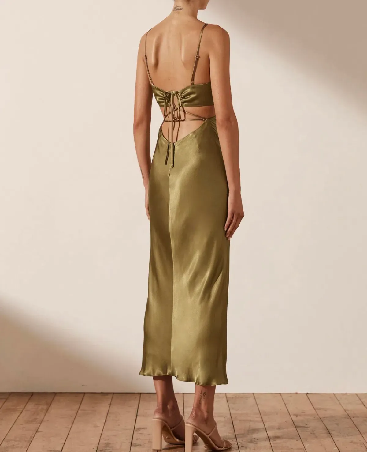 Shona Joy Alma Backless Midi Dress Cumin Size 14 - Image 3