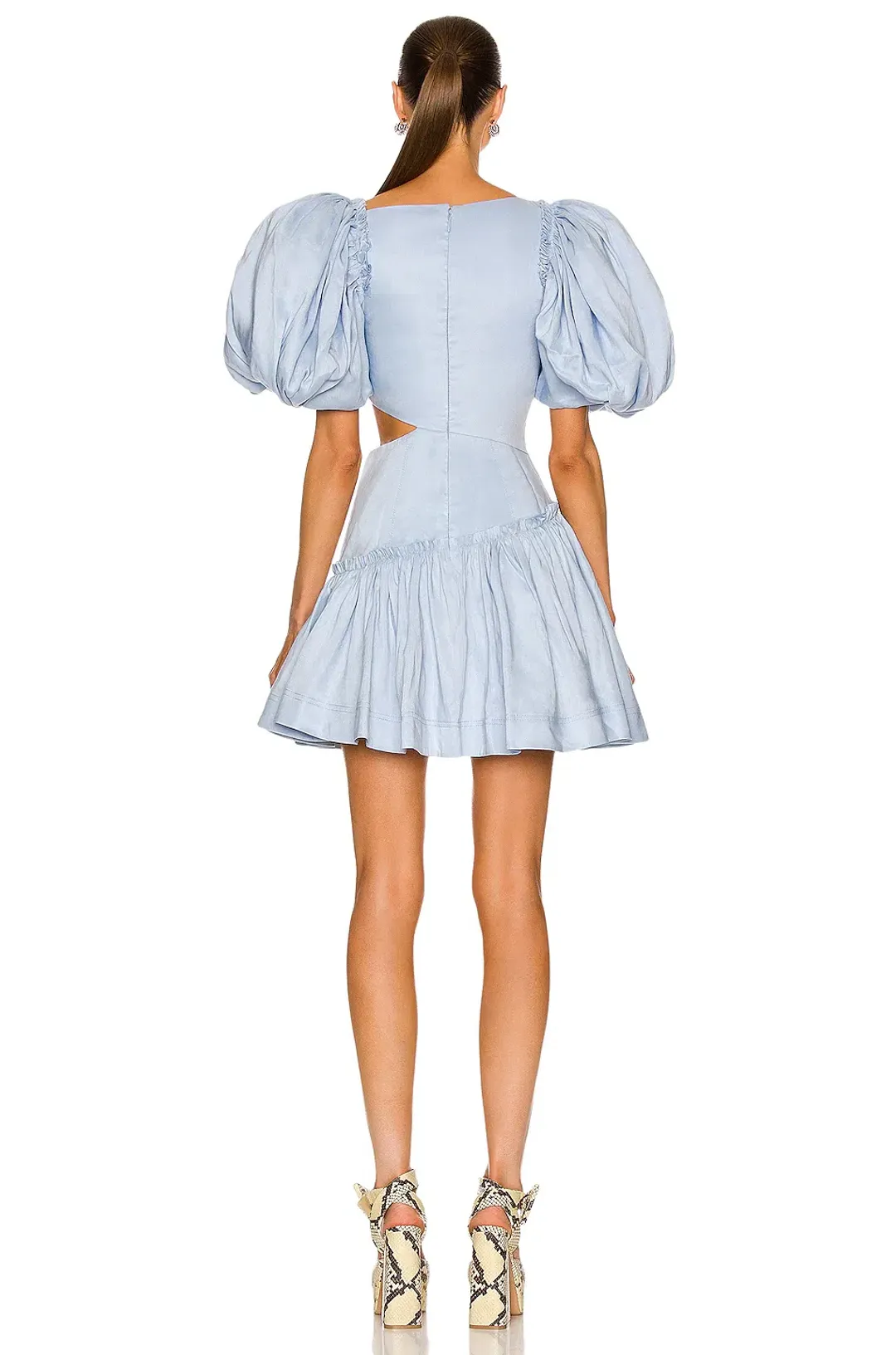 Aje Chateau Cut Out Mini Dress in Sky Blue Size 8 for rent on The Volte - main image