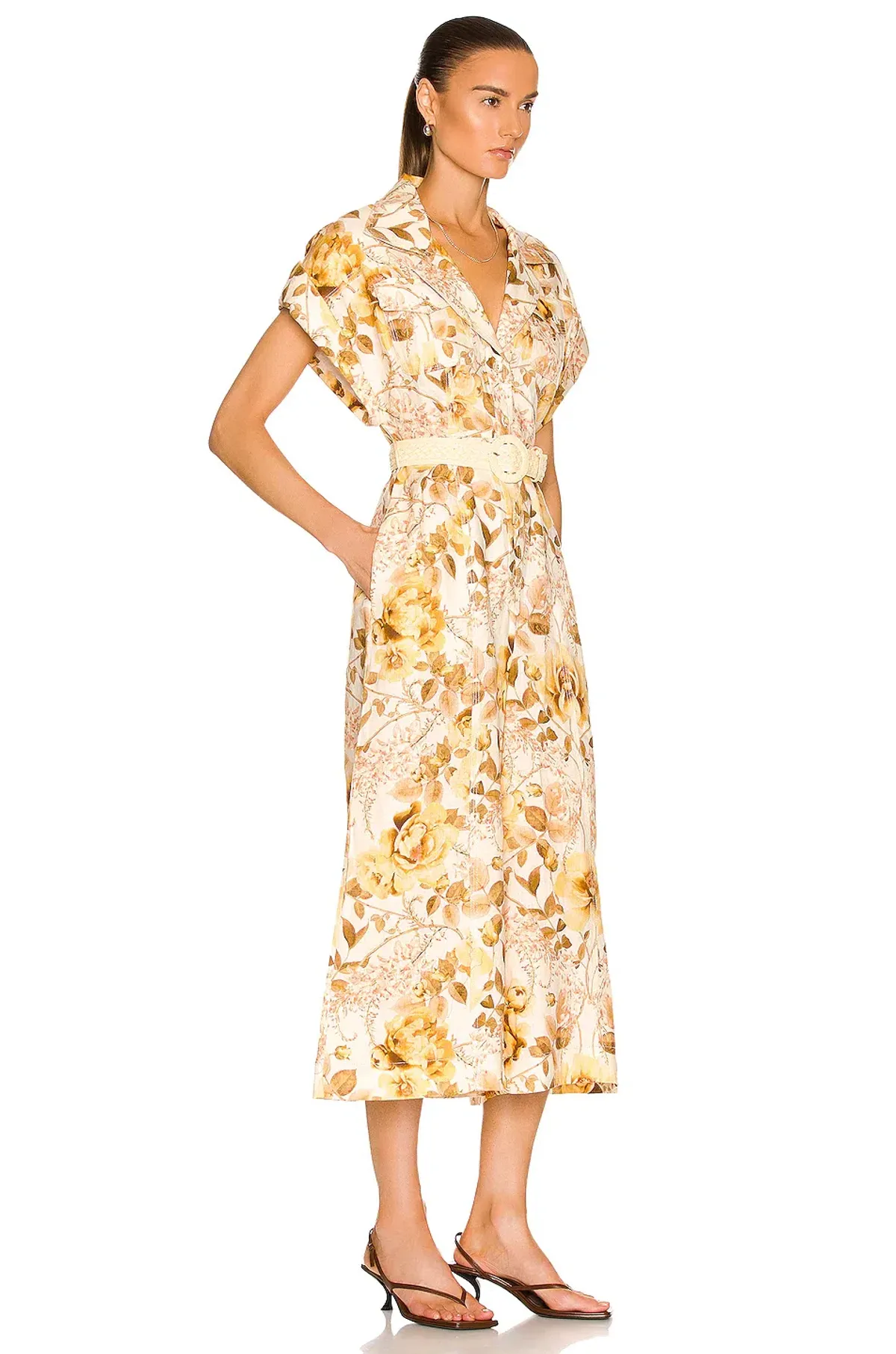 Zimmermann Rosa Roll Cuff Jumpsuit Print Size 16 - Image 2