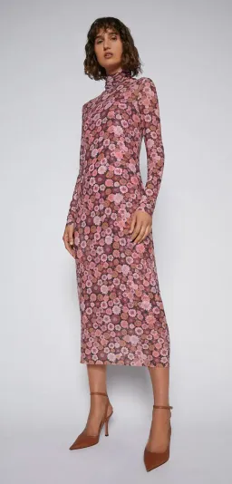 Scanlan Theodore Floral Mesh Dress Pink Size 6 for rent on The Volte - image 2