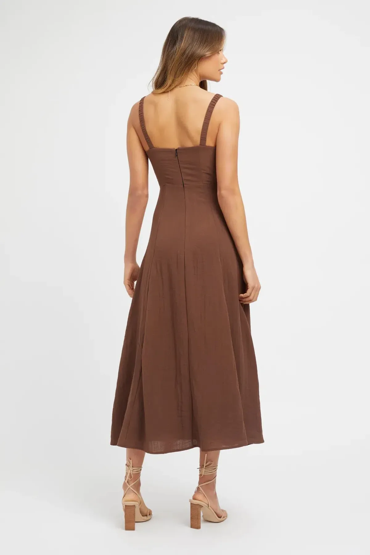 Kookai Hayman Midi Dress Brown Size 8 - Image 2