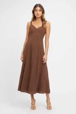 Kookai Hayman Midi Dress Brown Size 8 for rent on The Volte - image 1