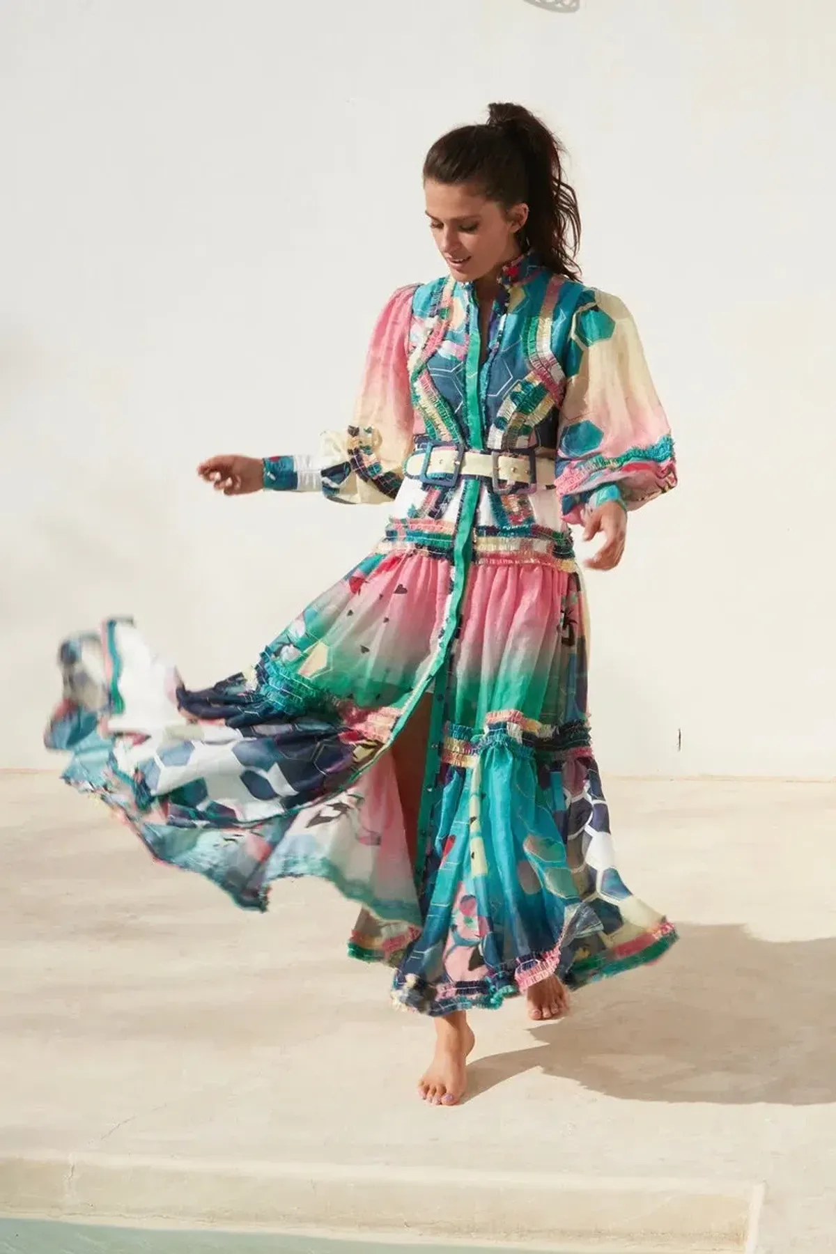 Mackenzie Mode Queen Bee Maxi Dress Print Size 6 - Image 2