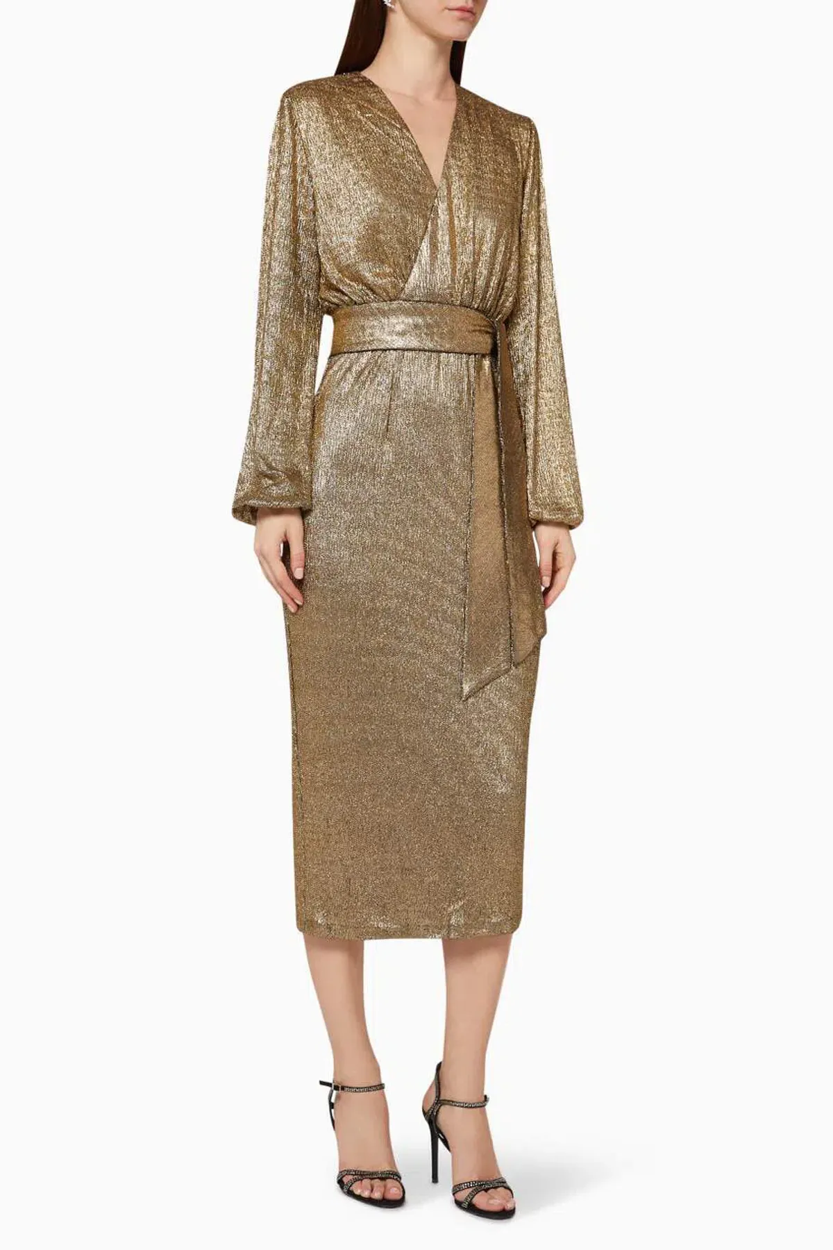 Elle Zeitoune Chase Gold Midi Dress Size 10 - Image 2