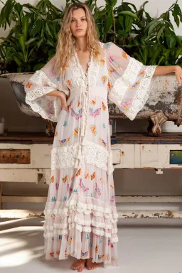 Fillyboo Madam Butterfly Embroidered Duster in Delicacy Size M for rent on The Volte - image 2