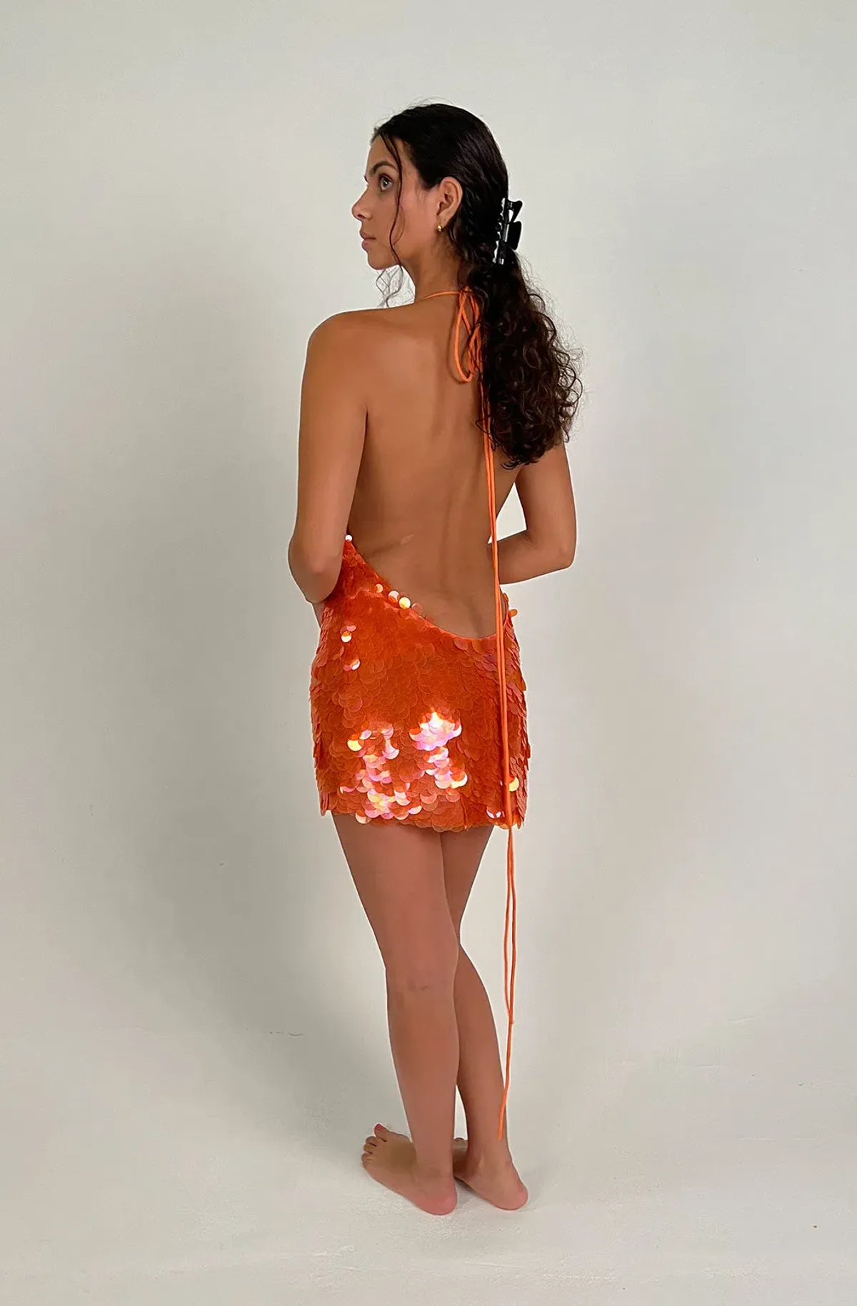 Rat & Boa Malika Dress Orange Sequin Size 8 - Image 2