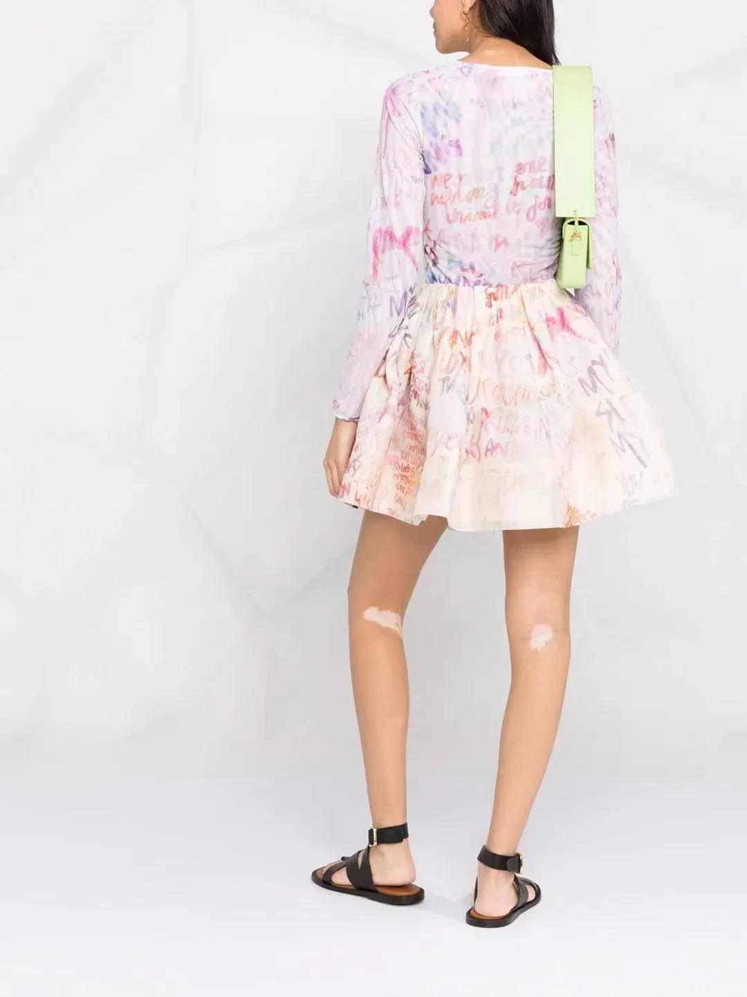 Zimmermann Dancer Gathered Mini Skirt and Bodysuit Ivory Graffiti Size 0/AU 8 for rent on The Volte - main image