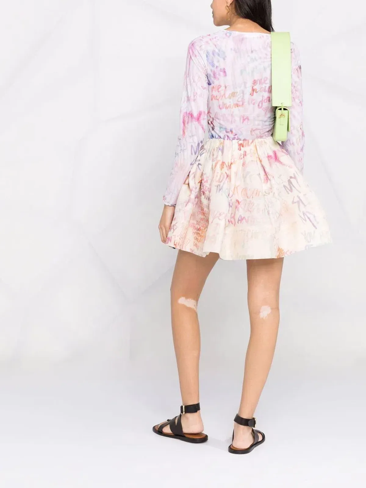 Zimmermann Dancer Gathered Mini Skirt and Bodysuit Ivory Graffiti Size 0/AU 8 - Image 3