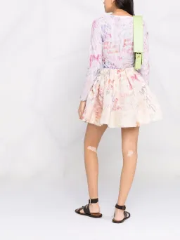 Zimmermann Dancer Gathered Mini Skirt and Bodysuit Ivory Graffiti Size 0/AU 8 for rent on The Volte - image 3