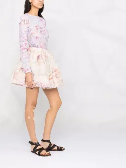 Zimmermann Dancer Gathered Mini Skirt and Bodysuit Ivory Graffiti Size 0/AU 8 for rent on The Volte - image 1