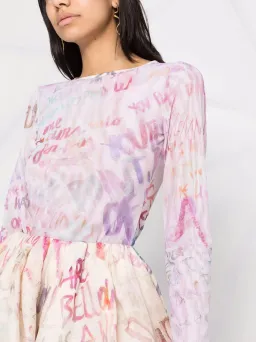 Zimmermann Dancer Gathered Mini Skirt and Bodysuit Ivory Graffiti Size 0/AU 8 for rent on The Volte - image 2