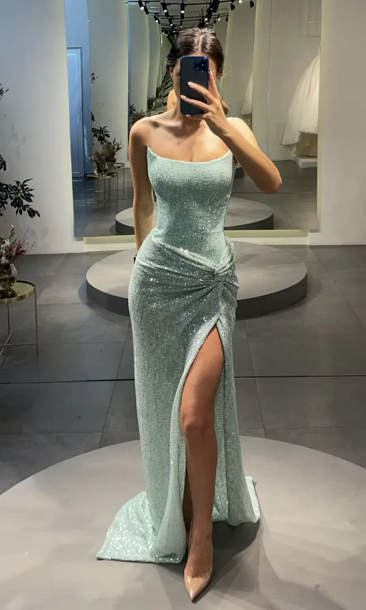 Lia Stublla Chanel Gown Aqua - Image 1