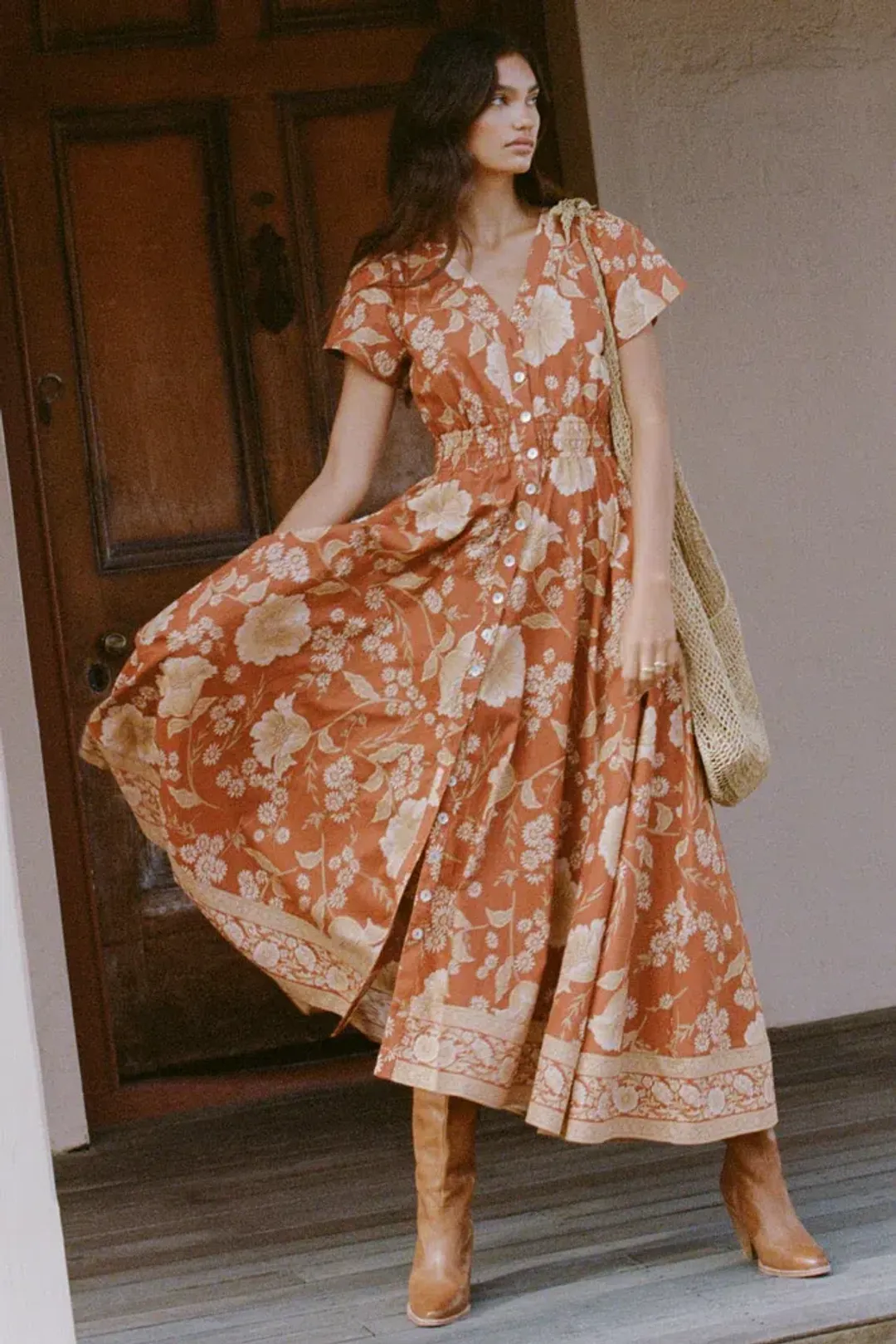 Spell & The Gypsy Sloane Gown in Ochre Size Medium for rent on The Volte - main image