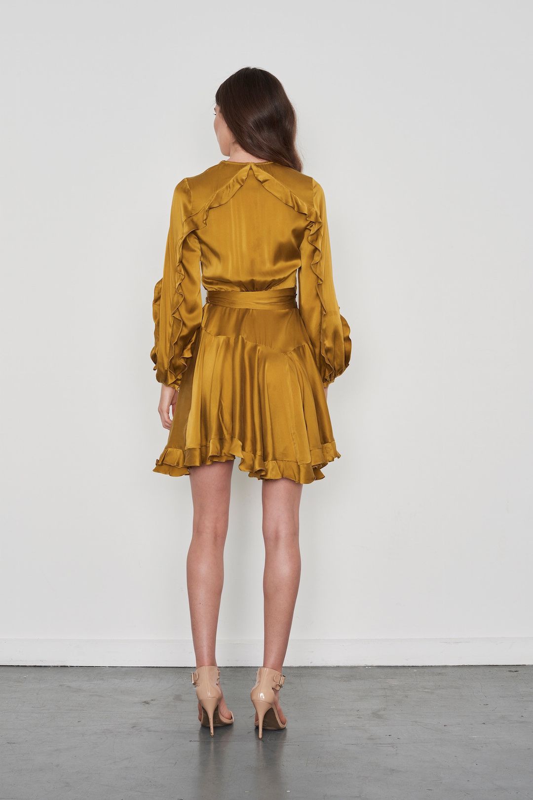 ZIMMERMANN WINSOME FLUTTER ROBE DRESS CITRUS Size 8 for rent on The Volte - main image