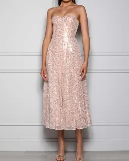 Elle Zeitoune Lana Dress Rose Gold Size 10 for rent on The Volte - image 1