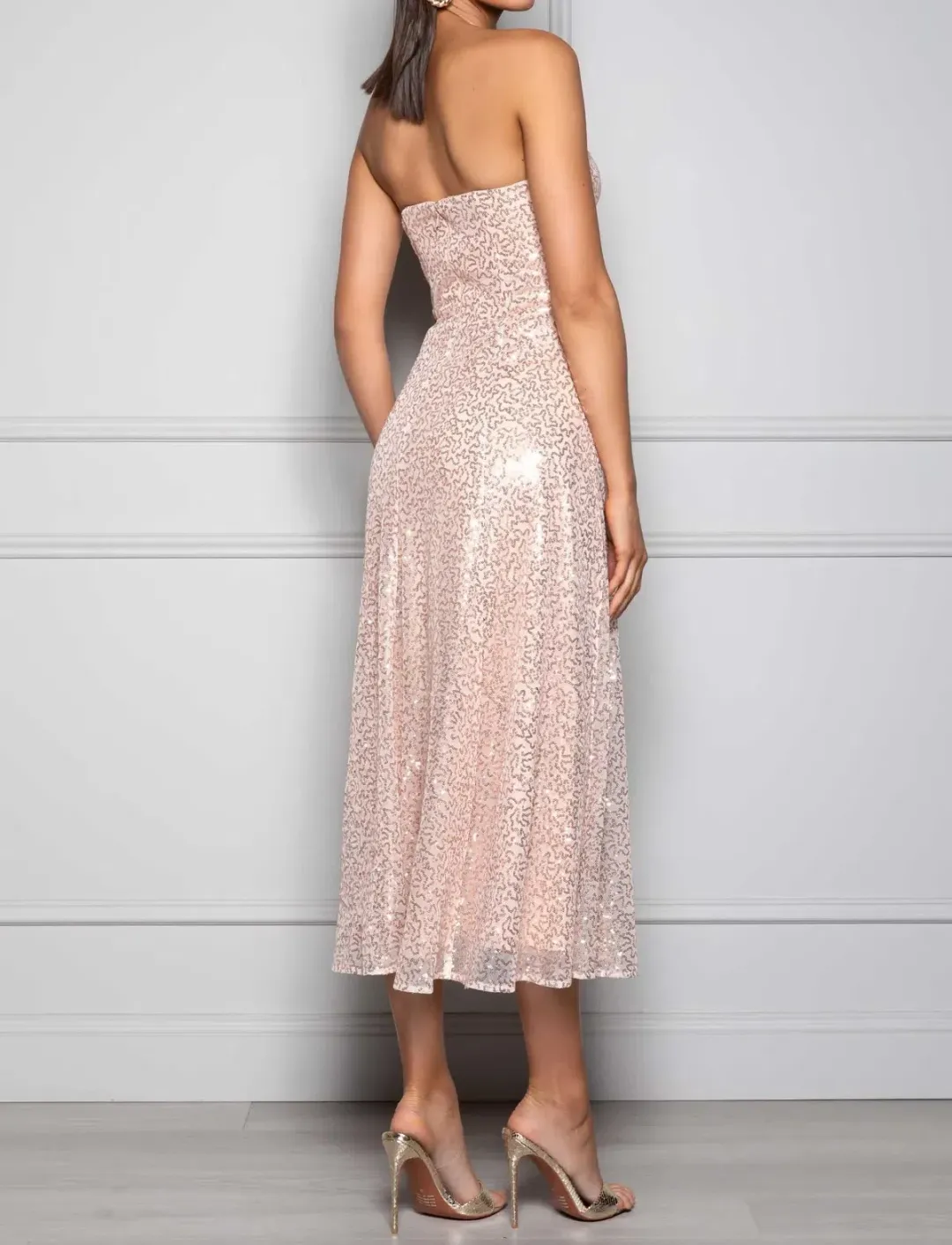 Elle Zeitoune Lana Dress Rose Gold Size 10 for rent on The Volte - main image